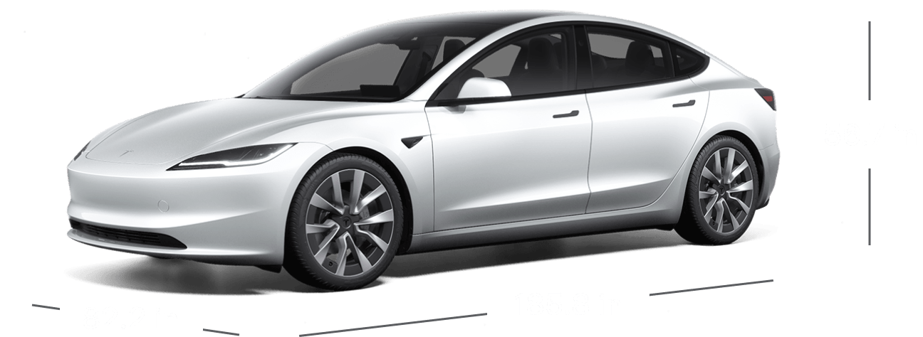 Tesla Model 3 Long Range side profile — aerodynamic sedan silhouette