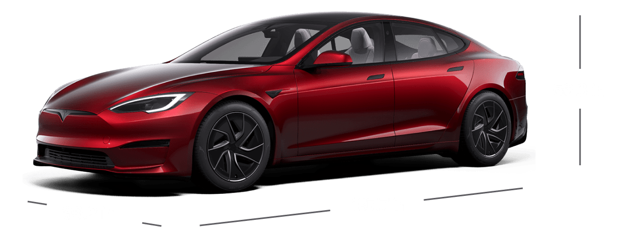 Tesla Model S Long Range side profile — flagship sedan proportions