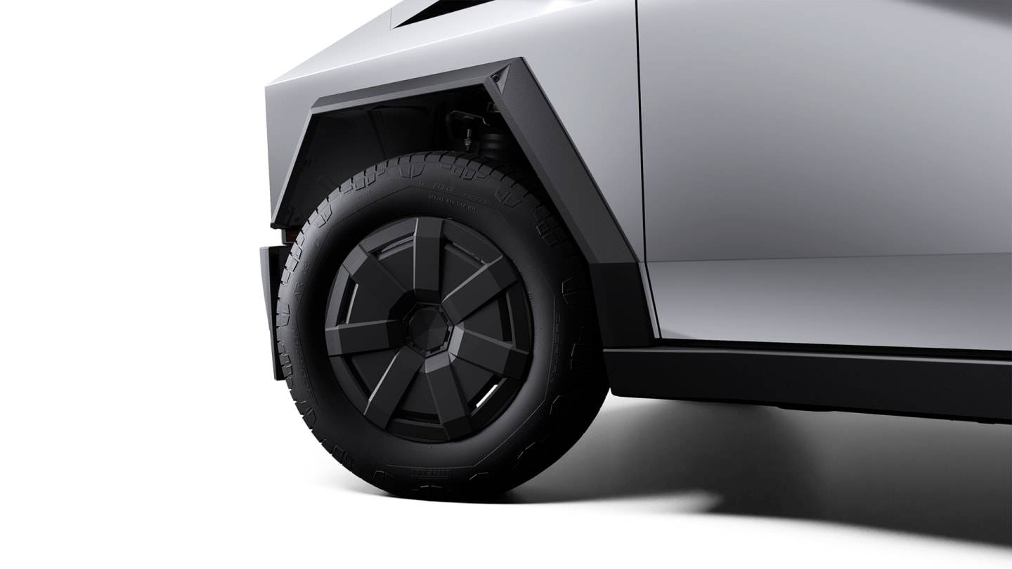 2025 Cybertruck All-Wheel Drive STAINLESS — rimcloseup