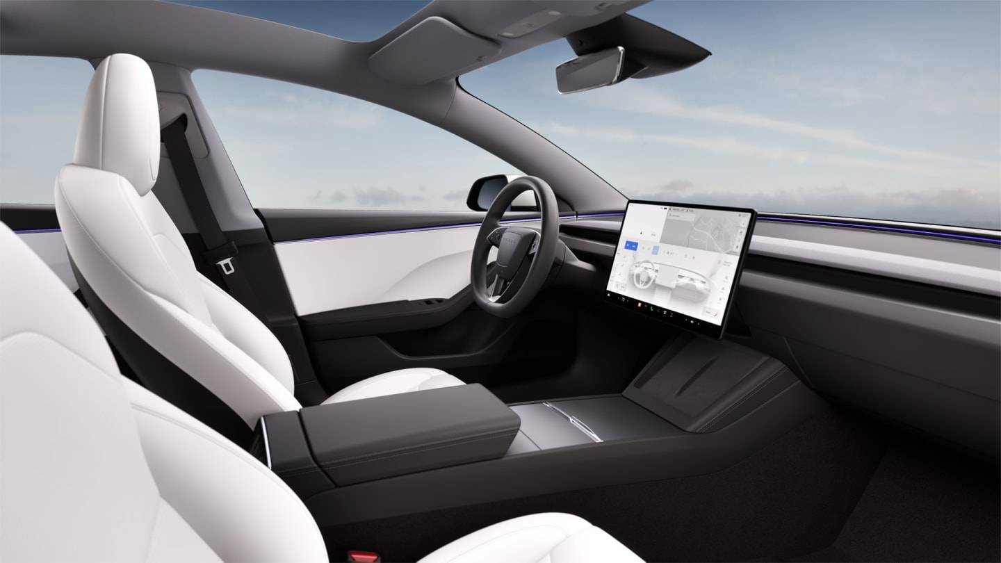 2024 Model 3 Rear-Wheel Drive WHITE — stud interior
