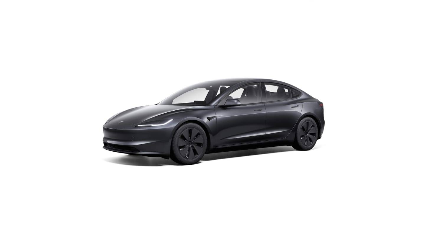 2025 Model 3 Long Range Rear-Wheel Drive GREY — stud 3qtr