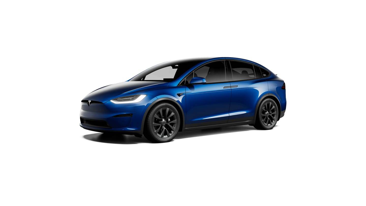 2021 Model X Long Range Plus BLUE — front34